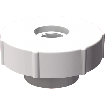 Rändelmuttern grob niedrige Bauform, ähnlich DIN 467 und hohe Bauform, ähnlich DIN 466 Material: Polyamid 6.6 Farbe: weiß ähnlich RAL 9010