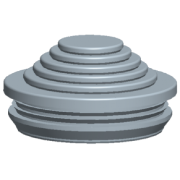 Stufennippel mit geschlossener Dichtungsmembran Material: TPE, grau ähnl. RAL 7035 Termperaturbereich: -20°C bis +80°C