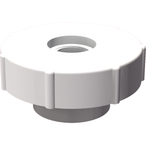 Rändelmuttern grob niedrige Bauform, ähnlich DIN 467 und hohe Bauform, ähnlich DIN 466 Material: Polyamid 6.6 Farbe: weiß ähnlich RAL 9010